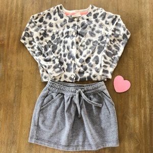 Cheetah print sweater with gray skirt!